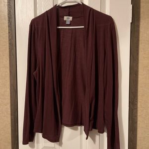 Maroon long sleeve cardigan